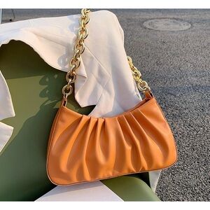 Elegant Orange Chain Shoulder Bag